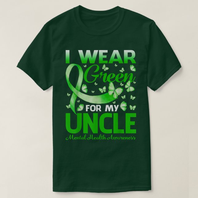 Camiseta Eu Visto Verde Para A Consciência Mental Do Meu Ti (Frente do Design)