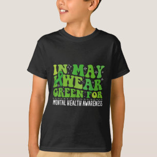 Camiseta Eu Visto Verde Para A Consciência Mental Média Gro