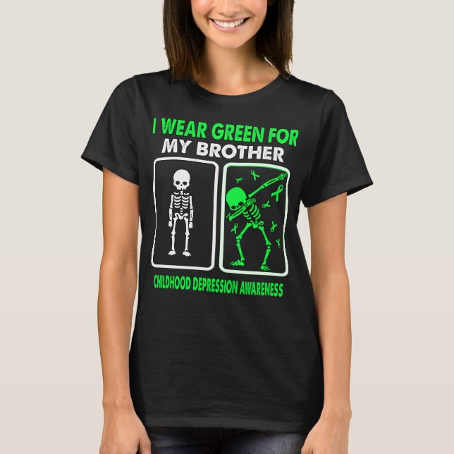 Camiseta Eu Visto Verde Para A Minha Irmã DEPRESSÃO FILHA (Frente)