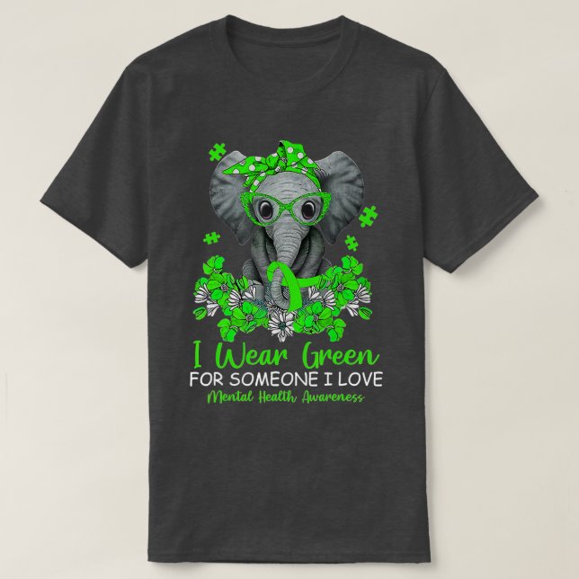Camiseta Eu Visto Verde Para A Sensibilização Mental Fita E (Frente do Design)