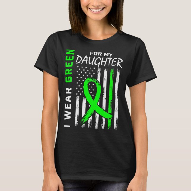 Camiseta Eu Visto Verde Para Minha Doença De Rim Filha (Frente)