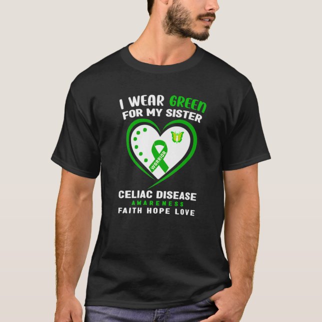 Camiseta Eu Visto Verde Para Minha Irmã - Doença Celiaca Aw (Frente)