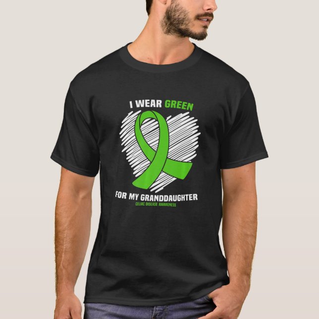 Camiseta Eu Visto Verde Para Minha Neta Doença Celiática A (Frente)