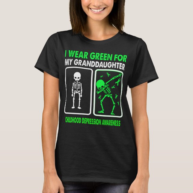 Camiseta Eu Visto Verde Para Minha Neta, INFÂNCIA, MAL (Frente)