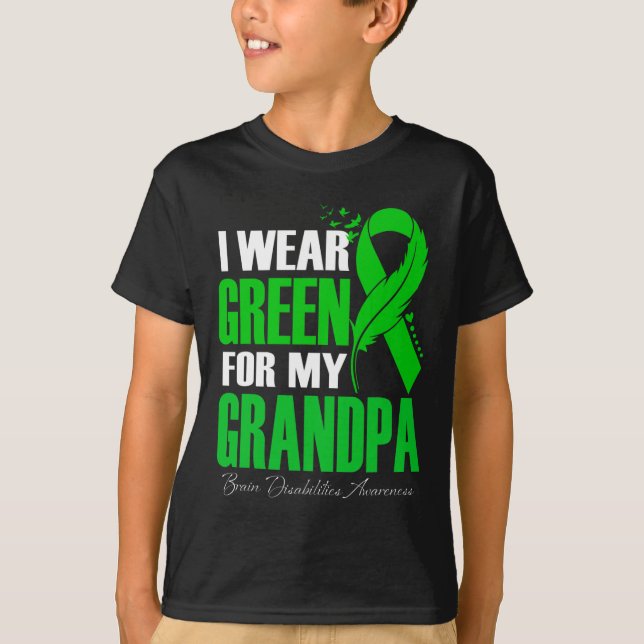 Camiseta Eu Visto Verde Para O Meu Avô Com Deficiência Cere (Frente)