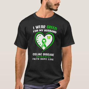 Camiseta Eu Visto Verde Para O Meu Marido Doença Celular Aw
