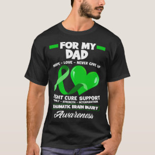 Camiseta Eu Visto Verde Para O Meu Pai Pai TBI Ferimento Do