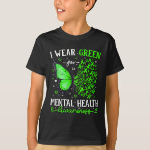 Camiseta Eu Visto Verde Para Uma Borboleta De Sensibilizaçã