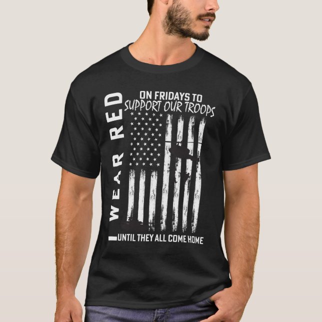 Camiseta Eu Visto Vermelho Às Sextas-Feiras Apoio Militar V (Frente)