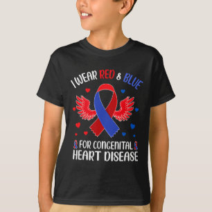 Camiseta Eu Visto Vermelho E Azul Para Doença Cardíaca Cong