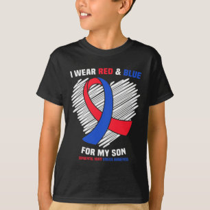 Camiseta Eu Visto Vermelho E Azul Para O Meu Filho Sensibil