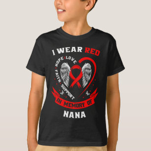 Camiseta Eu Visto Vermelho Em Memória Do Awarene Da Doença 