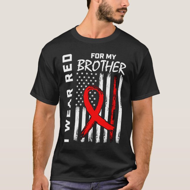 Camiseta Eu Visto Vermelho Para A Consciência Da Doença Car (Frente)