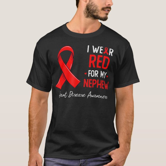 Camiseta Eu visto Vermelho para a consciência da Doença Car (Frente)