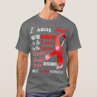 Camiseta Eu Visto Vermelho Para A Consciência Da Hiv Aids 