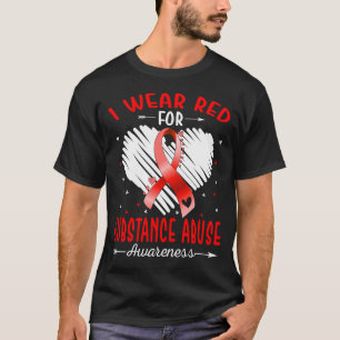 Camiseta Eu Visto Vermelho Para A Consciência do abuso de S