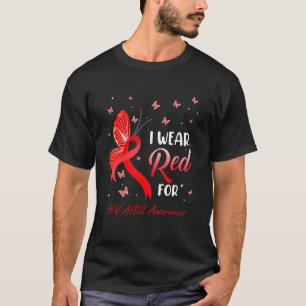 Camiseta Eu Visto Vermelho Para A Fita De Consciência Da Hi