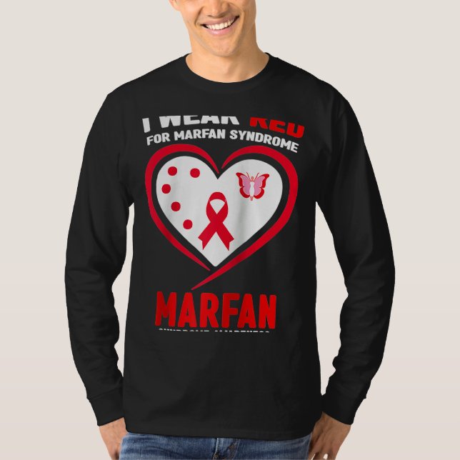 Camiseta Eu Visto Vermelho para a síndrome de Marfan Sensib (Frente)