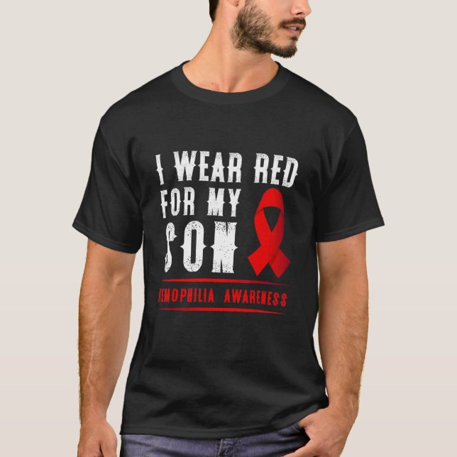Camiseta Eu Visto Vermelho Para Meu Filho Hemofilia Sensibi (Frente)