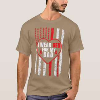 Camiseta Eu Visto Vermelho Para Meu Pai Doença Cardíaca Sen