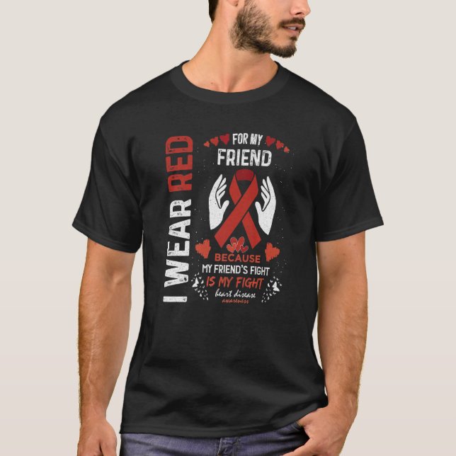 Camiseta Eu Visto Vermelho Para Minha Amiga Combatendo Doen (Frente)