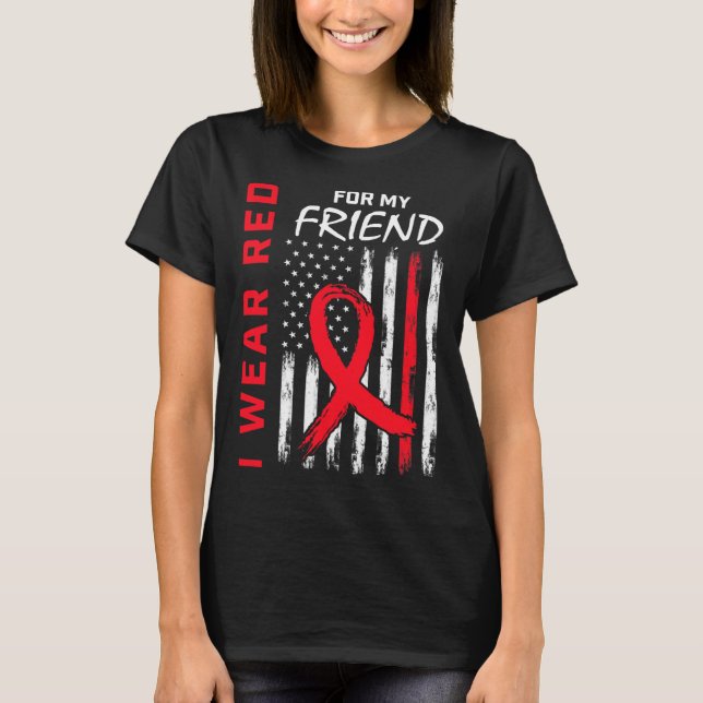 Camiseta Eu Visto Vermelho Para Minha Amiga Doença Cardíaca (Frente)