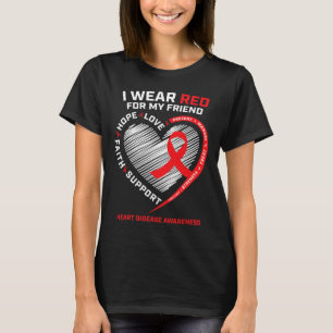 Camiseta Eu Visto Vermelho Para Minha Amiga Doença Cardíaca