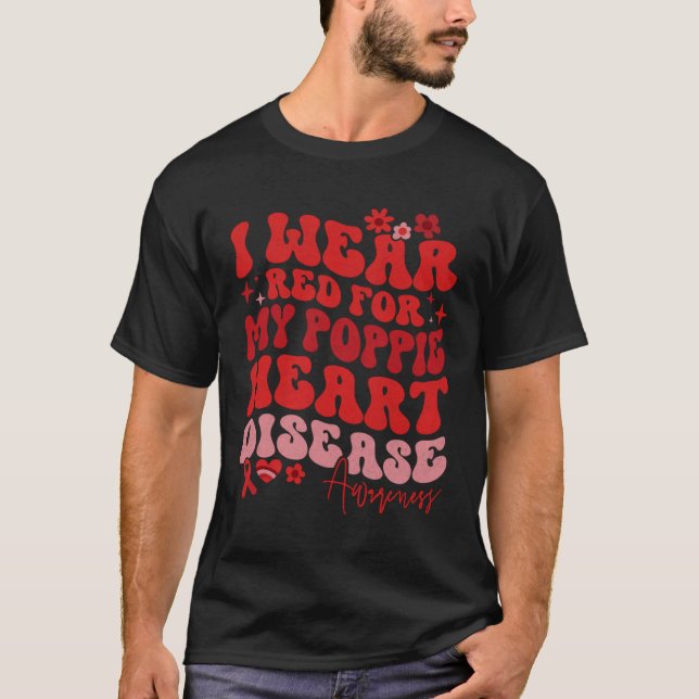 Camiseta Eu Visto Vermelho Para Minha Doença Cardíaca Poppi (Frente)