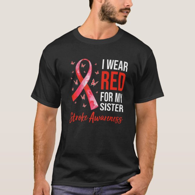 Camiseta Eu Visto Vermelho Para Minha Irmã Causar Sobrevivê (Frente)