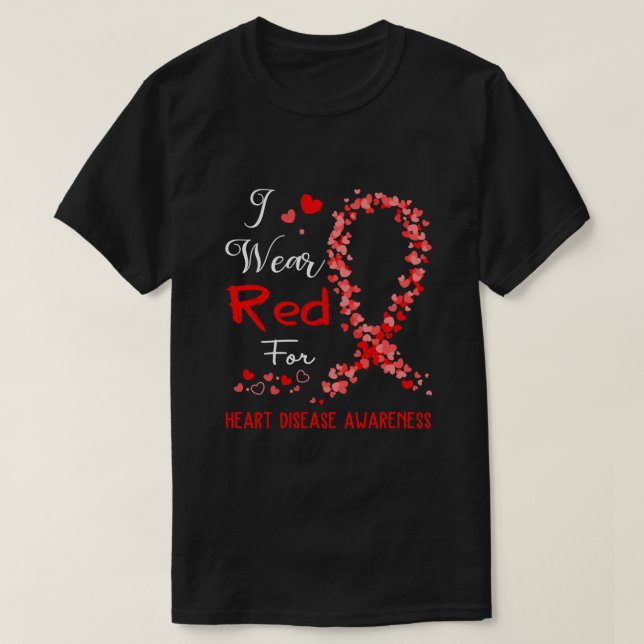 Camiseta Eu Visto Vermelho Para Sensibilizar Doenças Cardía (Frente do Design)