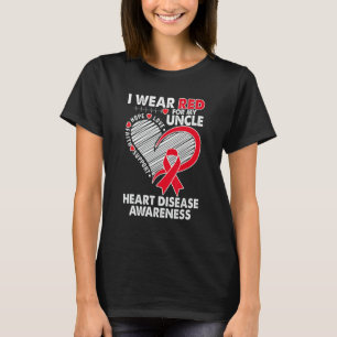 Camiseta Eu Visto Vermelho para Tio Doença Cardíaca Sensibi