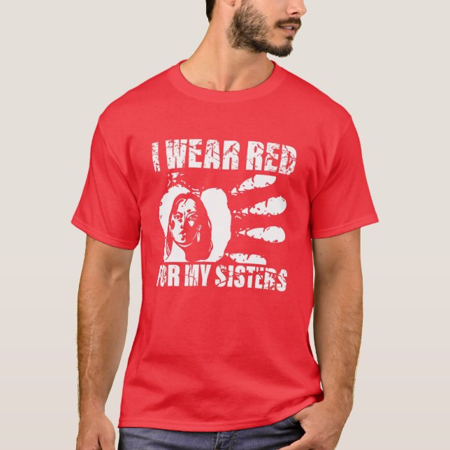 Camiseta Eu Visto Vermelho Pela Minha Irmã - Nativo America (Frente)
