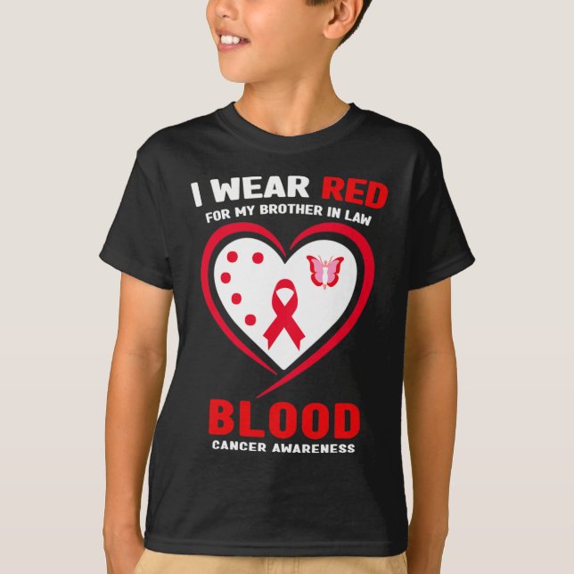 Camiseta Eu Visto Vermelho Pelo Meu Irmão Em Direito Cancer (Frente)