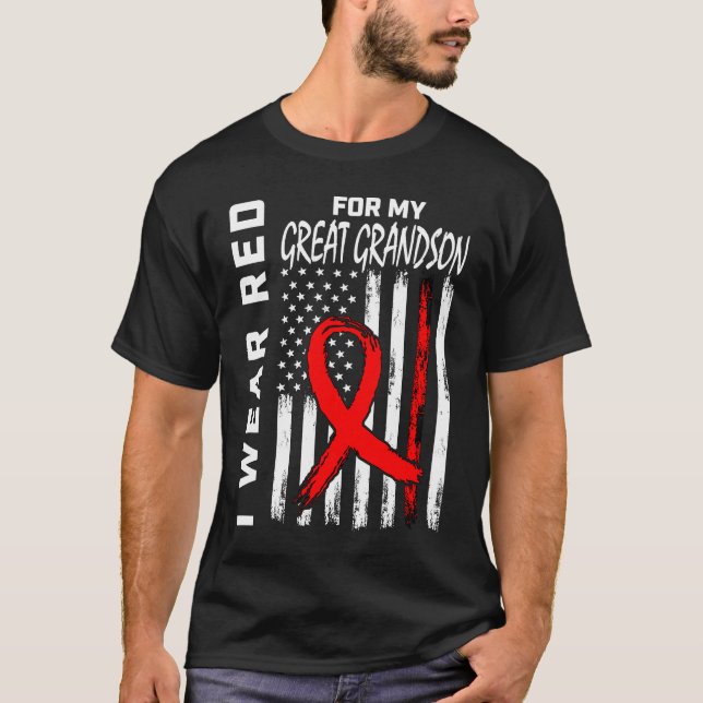 Camiseta Eu Visto Vermelho Por Doença Cardíaca Excelente Av (Frente)