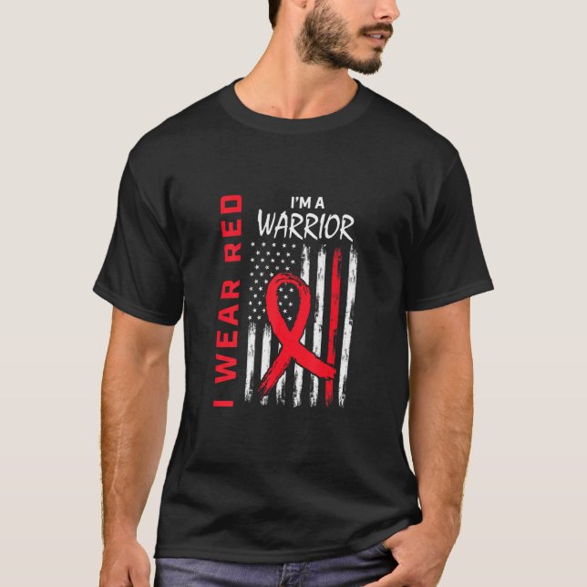 Camiseta Eu Visto Vermelho Por Doenças Cardíacas Sensibiliz (Frente)