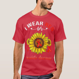 Camiseta Eu Visto Vermelho Por Hemofilia Consciência Girass