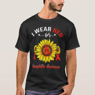 Camiseta Eu Visto Vermelho Por Hemofilia Consciência Girass