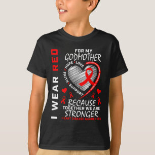 Camiseta Eu Visto Vermelho Por Minha Madrinha Doença Cardía