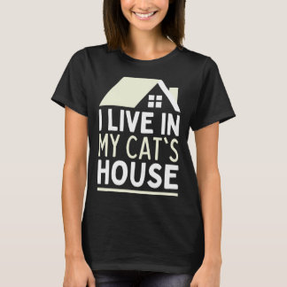 Camiseta Eu Vivo Na Casa Do Meu Gato Casa Do Gato Lar Gat