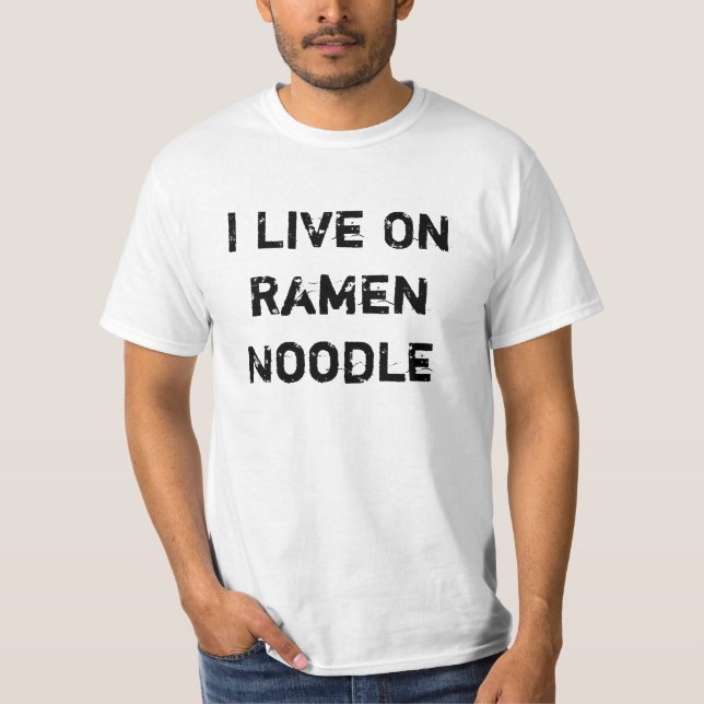 Camiseta Eu vivo no macarronete de Ramen (Frente)