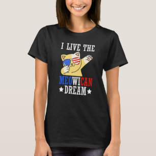 Camiseta Eu Vivo O Meowican Dream Independence Day Dabbing