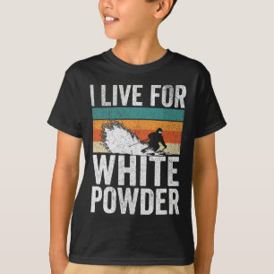 Camiseta Eu Vivo Para Pó Branco Retro Esquiador Divertido V