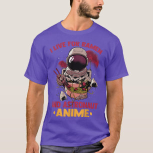 Camiseta Eu Vivo Para Ramen E Animes Astronautas - Cute Kaw