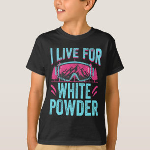Camiseta Eu Vivo Pelo Pó Branco Esqui Retrô Anos 80 90