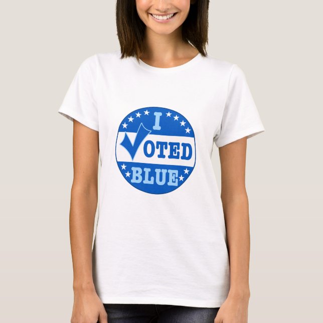Camiseta Eu votei o partido Democrática azul (Frente)
