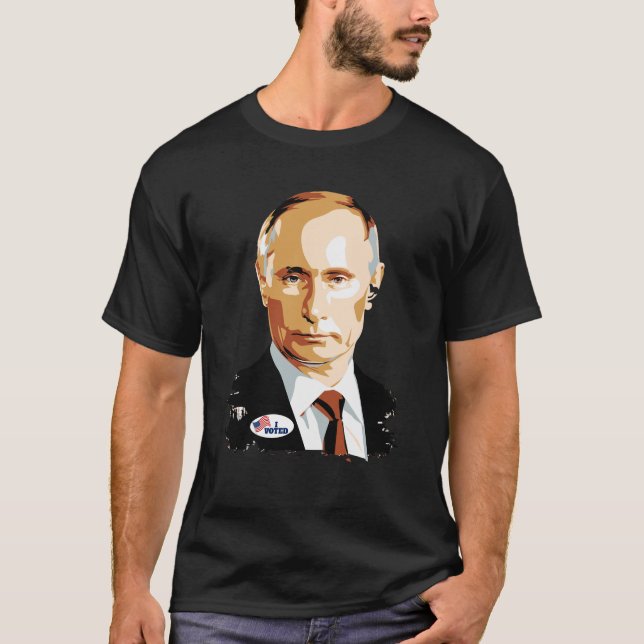 Camiseta Eu votei Vladimir Putin com EUA que eu votei a (Frente)