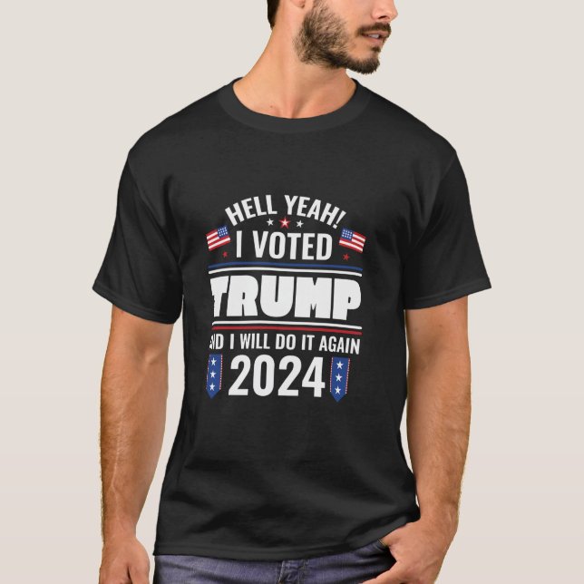 Camiseta Eu Voto Trump E Fá-Lo-ei Novamente 2024 T (Frente)