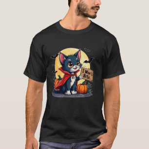 Camiseta Eu vou morder Gato de Gato Assustador de Halloween