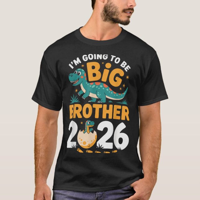 Camiseta Eu vou ser o Big Brother 2026 - Gravidez Dino (Frente)