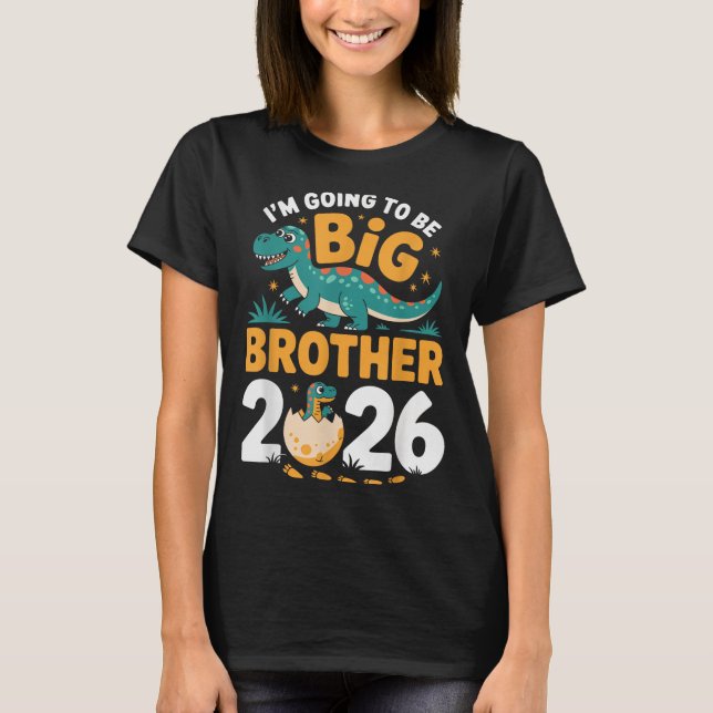 Camiseta Eu vou ser o Big Brother 2026 - Gravidez Dino (Frente)